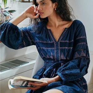 anthropologie navy dress